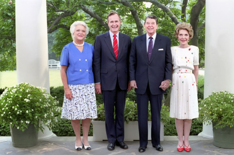 Official Portrait of U.S. President Ronald Reagan (2nd right), U.S. First Lady Nancy Reagan