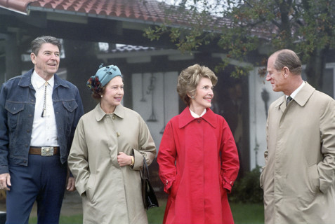 U.S. President Ronald Reagan, Queen Elizabeth II, U.S. First Lady Nancy Reagan and Prince Phillip