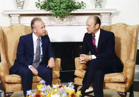 U.S. President Gerald R. Ford and Prime Minister Yitzhak Rabin of Israel meeting in White House
