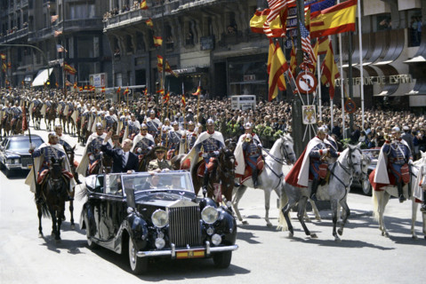 U.S. President Gerald R. Ford and Generalissimo Francisco Franco Riding in a Ceremonial Parade,