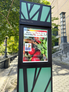 Sign for Battery Park City Farmers Market, Battery Park City, Manhattan, New York City, New York,