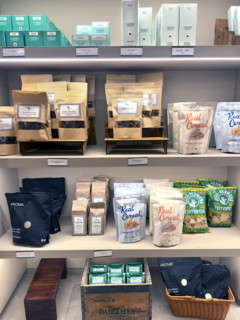Shelves of gourmet food products, Meadow Lane gourmet grocer, Tribeca, Manhattan, New York City,