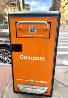 Urban compost bin, Tribeca, Manhattan, New York City, New York, USA