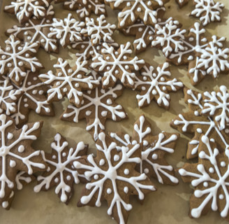 Homemade snowflake gingerbread cookies