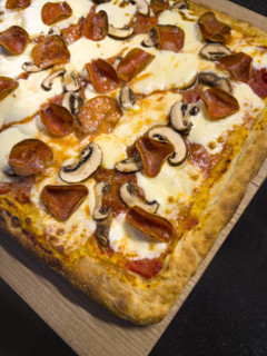 Homemade thick crust pizza