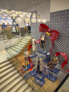 Female mannequins on display near stairway, Anthropologie Store, Chelsea Market, Manhattan, New