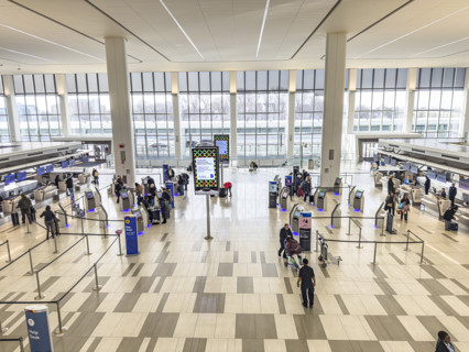 Delta Airlines terminal, interior view, LaGuardia Airport, Queens, New York City, New York, USA