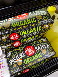 Vital Farms organic eggs in grocery store