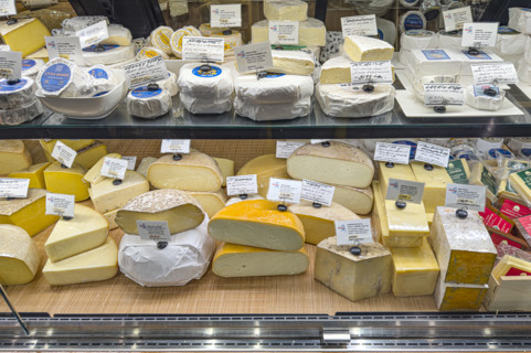 Cheese display case, Saxelby Cheesemongers, Chelsea Market, Chelsea, Manhattan, New York City, New
