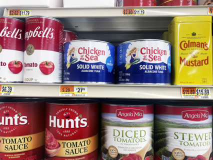 Jumbo canned food in grocery store