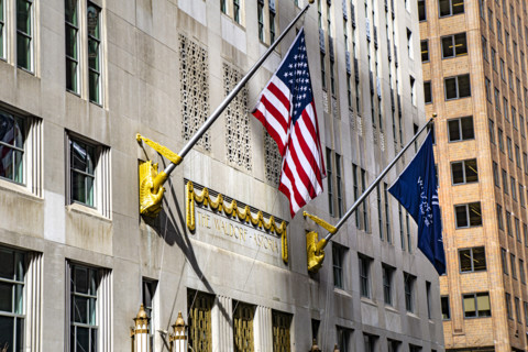 The Waldorf Astoria, luxury hotel and condominium residence, building exterior detail, Lexington