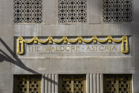The Waldorf Astoria, luxury hotel and condominium residence, building exterior detail, Lexington