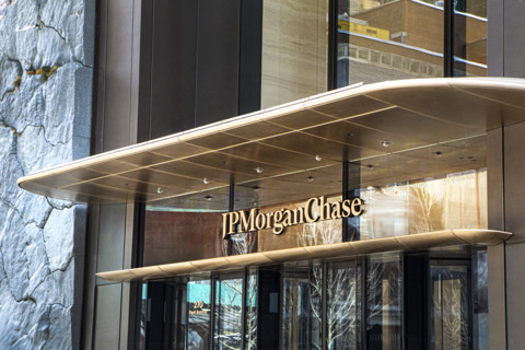 JPMorgan Chase office building, building exterior detail, Madison Avenue entrance, Manhattan, New
