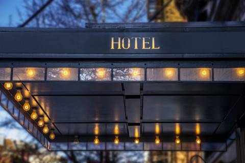The Marlton Hotel, building exterior detail, 5 West 8th Street, Manhattan, New York City, New York,