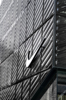 Nike House of Innovation retail store, building exterior detail, 650 Fifth Avenue, Manhattan, New