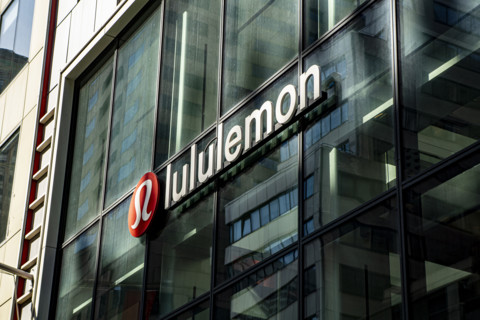 Lululemon retail store, building exterior detail, 592 Fifth Avenue, Manhattan, New York City, New