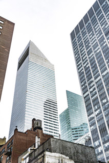 Midtown Manhattan cityscape featuring Citigroup Center office building, low angle view, New York