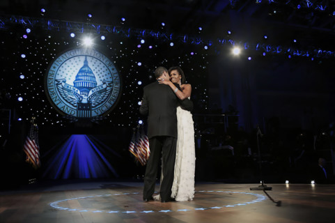 U.S. President Barack Obama and U.S. First Lady Michelle Obama dancing at Neighborhood Inaugural