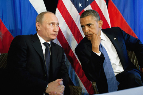 U.S. President Barack Obama participating in bilateral meeting with President Vladimir Putin of