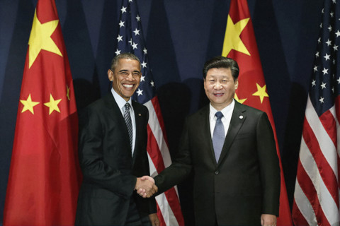 U.S. President Barack Obama and President Xi Jinping of China attending bilateral meeting prior to