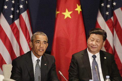 U.S. President Barack Obama and President Xi Jinping of China attending bilateral meeting prior to