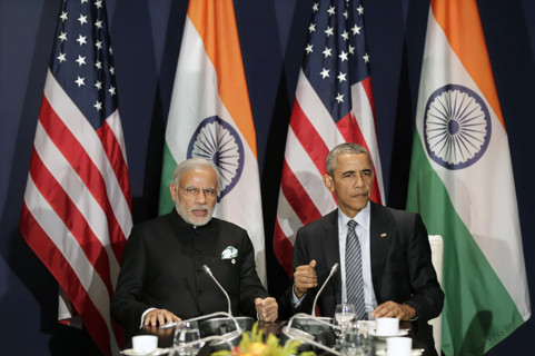 U.S. President Barack Obama with Prime Minister Narendra Modi of India during United Nations