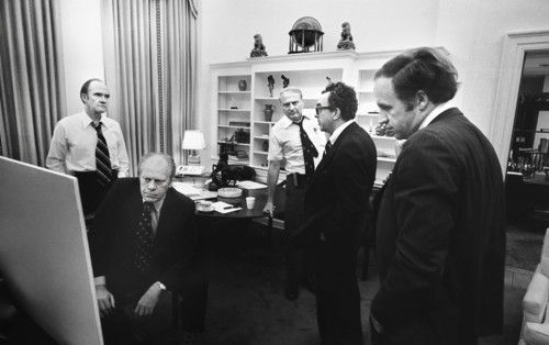 U.S. President Gerald R. Ford monitoring evacuation of American citizens from Beirut, Lebanon from