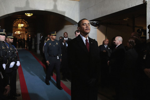 U.S. President-elect Barack Obama walking on stage for Inaugural Ceremony,  U.S. Capitol,