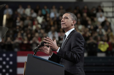 U.S. President Barack Obama remarks on innovation while speaking at Penn State University, State