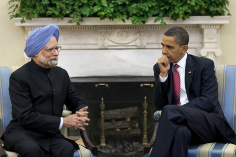 U.S. President Barack Obama and Prime Minister of India Manmohan Singh meeting in White House Oval