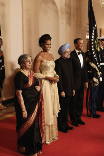 U.S. President Barack Obama, U.S. First Lady Michelle Obama, Prime Minister Manmohan Singh of India