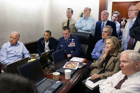 U.S. President Barack Obama and U.S. Vice President Joseph Biden, along with members of the