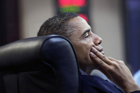 U.S. President Barack Obama participating in one in a series of meetings discussing the mission