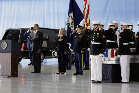 U.S. President Barack Obama and U.S. Secretary of State Hillary Rodham Clinton attending the