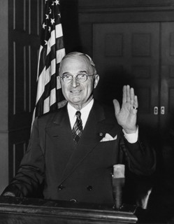 U.S. President Harry S. Truman getting ready to address nation on Korean situation from White