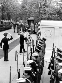 U.S. President Harry S. Truman placing wreath at Tomb of the Unknown Soldier, Arlington National