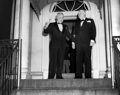 U.S. President Harry S. Truman (left) and British Prime Minister Winston Churchill (right) standing