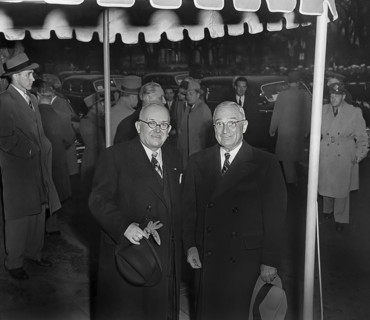 French President Vincent Auriol (foreground, left) and U.S. President Harry S. Truman (foreground,