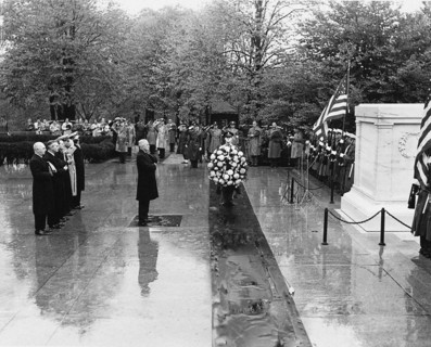 U.S. President Harry S. Truman standing before Tomb of the Unknown Soldier, Arlington National