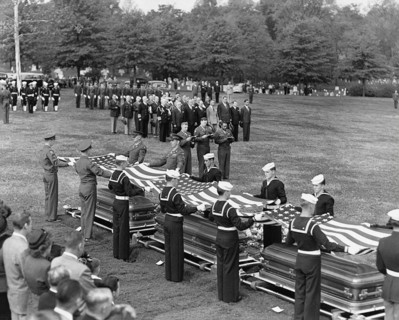 U.S. President Harry S. Truman with other government and military dignitaries attending burial of