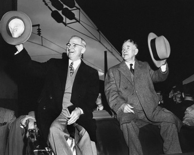 U.S. President Harry S. Truman (left) and U.S. Vice President-elect Alben W. Barkley (right)