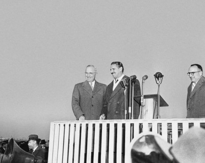 U.S. President Harry S. Truman (left) and President Carlos Prio Socarras of Cuba (second from left)