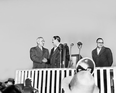 U.S. President Harry S. Truman (left) and President Carlos Prio Socarras of Cuba (second from left)