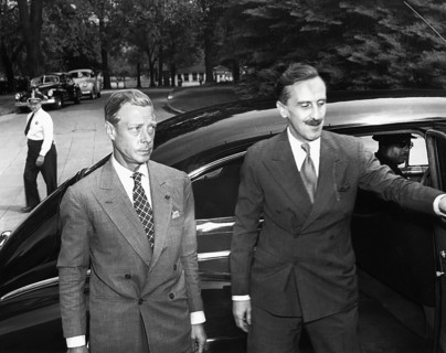 Duke of Windsor, formerly King Edward VIII, and British diplomat Sir John Balfour arriving at White