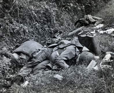 American soldiers who died in crash-landing of glider during invasion, near Utah Beach,
