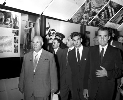 U.S. Vice President Richard Nixon, Soviet Premier Nikita Khrushchev, and others touring American