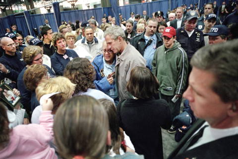 U.S. President George W. Bush meeting with families of missing and deceased emergency service