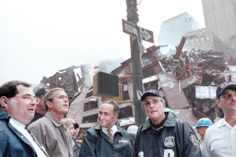 U.S. President George W. Bush, New York Congressman Jerrold Nadler, New York Governor George