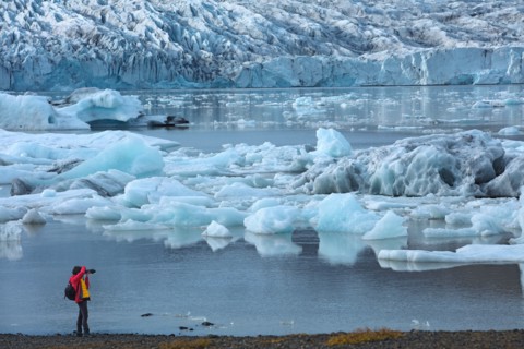 Islande, le glacier Breiðamerkurjökull et la lagune de Jökulsárlón