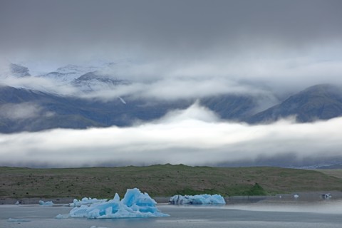 Islande, le glacier Breiðamerkurjökull et la lagune de Jökulsárlón